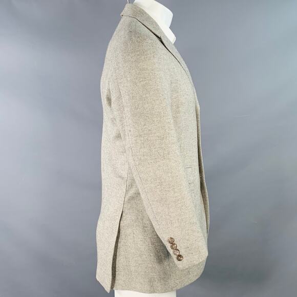 RALPH LAUREN Size 38 Regular Grey Light Grey Herringbone Camel Hair Sport Coat - Picture 3 of 10